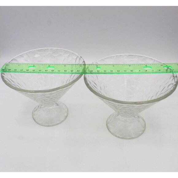 Ice Cream Dish Set of 2  Crackle Pattern Glass Large Clear Vintage Cone Shaped - Picture 4 of 10